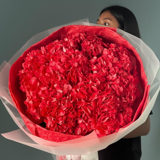 9 Red Hydrangea Bouquet - Elegance