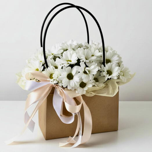 Pure White Daisy Gift Bag Luxe