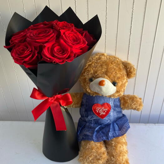 Roses and bear
