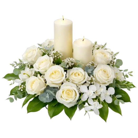 White candle centerpiece