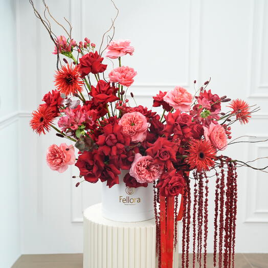 Open Red Roses And Pink Expression Luxe Box  7551