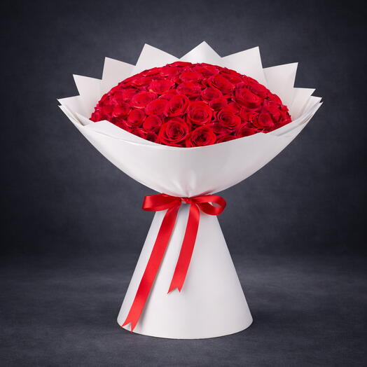 51 Red Rose in White