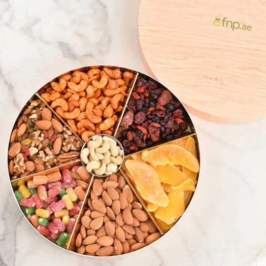 Frutos secos en caja redonda