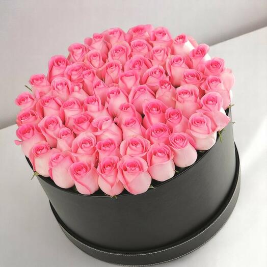 Pink roses in a box