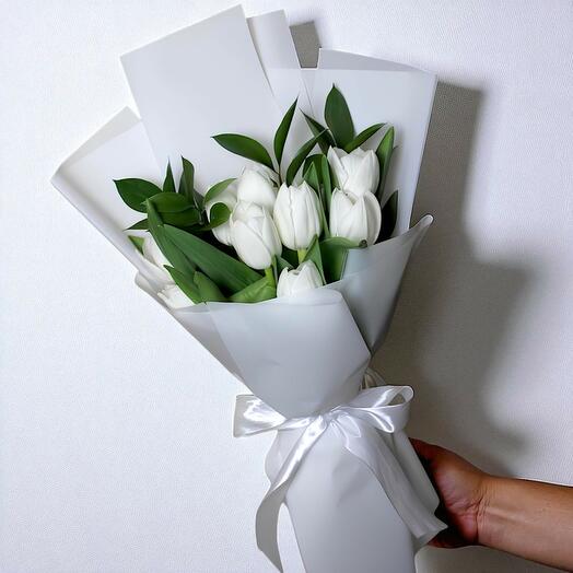 Bouquet de 10 tulipes blanches- 2