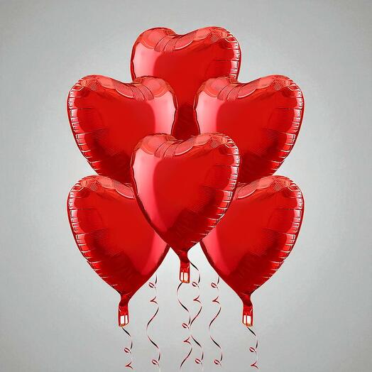 6 globos de helio en forma de corazón