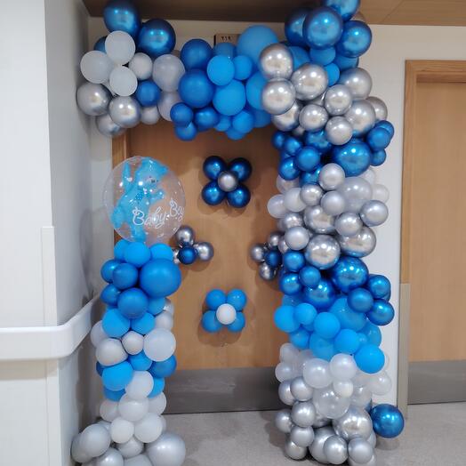 Baby boy balloon door arch