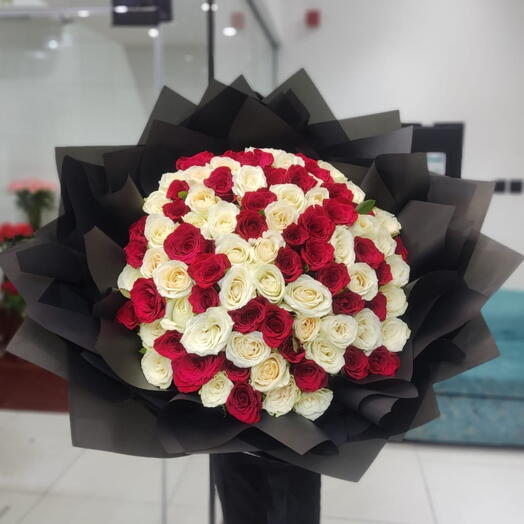 Premium 81 Red and White Roses Mix Bouquet