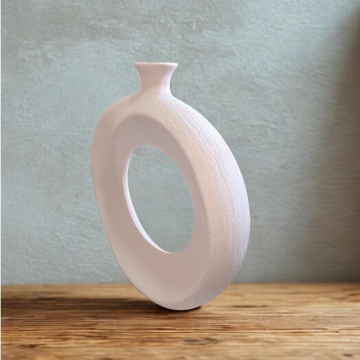 Современная минималистичная круглая керамическая ваза — с пустотелым центром, декор для дома