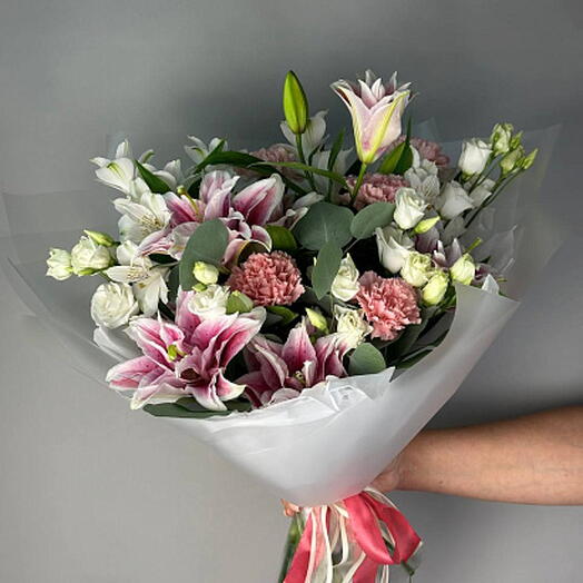 Royal Chic_ Premium Lilies, Carnations, Spray Rose Bouquet