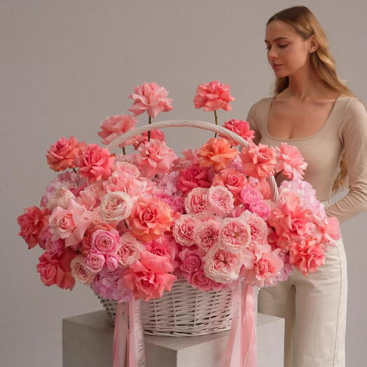 Влюблённые _ Роскошная композиция в корзине