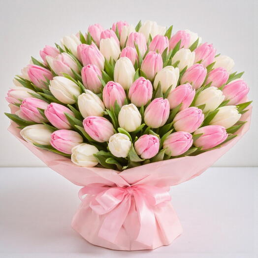 31 Pink White Handmade Tulips