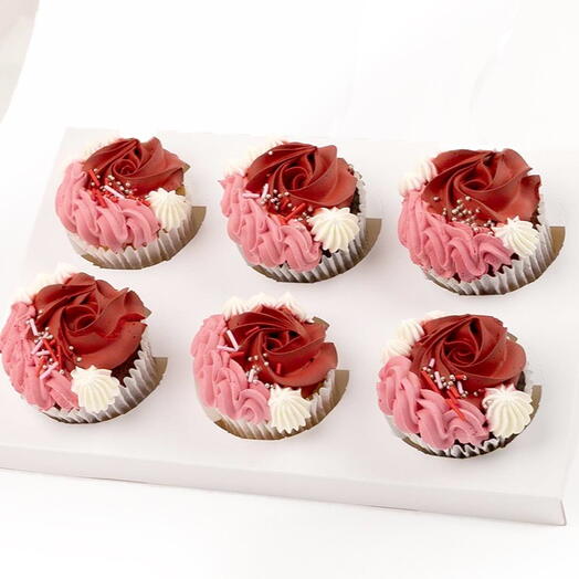 Coffret cadeau de 6 cupcakes Tourbillon romantique