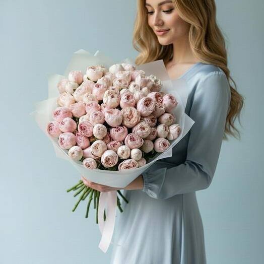 Bouquet with piony roses