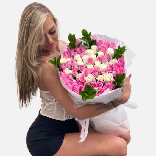 61 Розово-белый микс