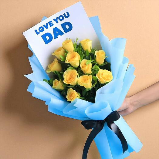 Bouquet de 15 roses jaunes