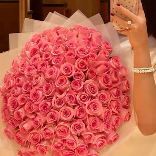 Ramo premium de 100 rosas rosas