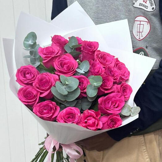 Dark pink rose special bouquet