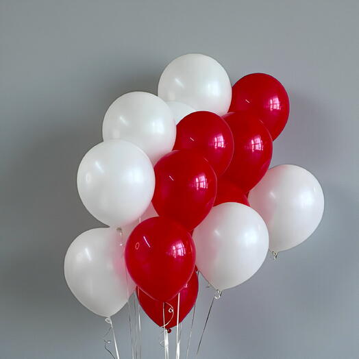 Set Of 25 Red And White Latex Helium Filled Balloons