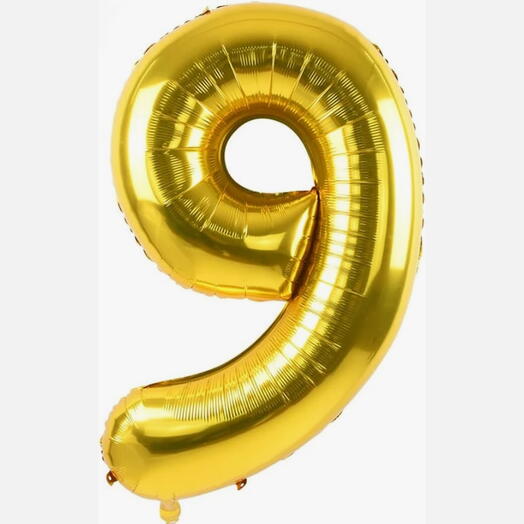 Golden Number Nine Helium Balloon 40 Inches