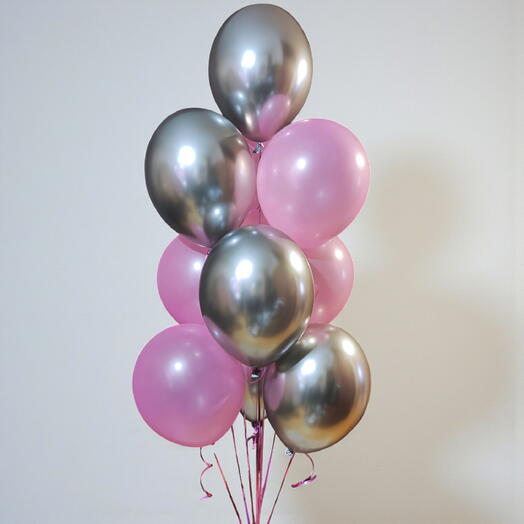 Set de 10 globos de celebración rosa empolvado y dorado