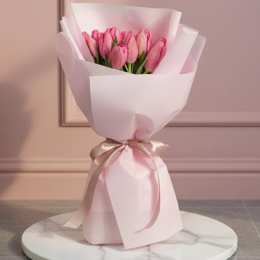 Bouquet of 15 Pink Tulips
