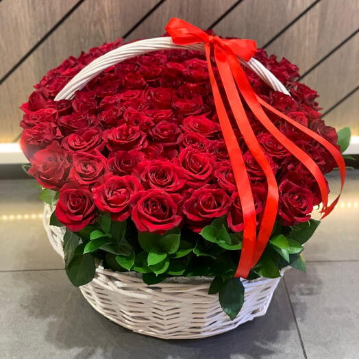 Premium Red Rose Basket Valentines Day