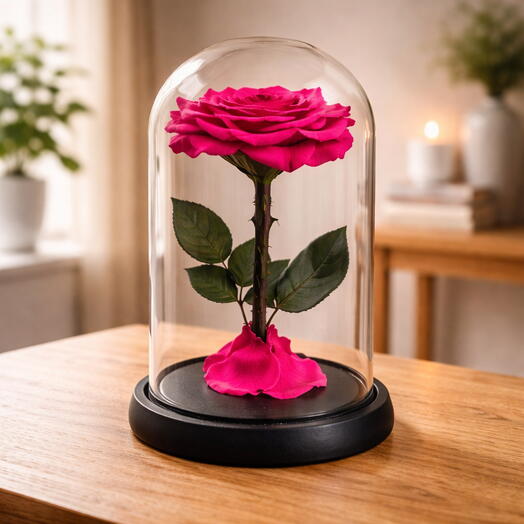 Rosy Pink in Glass Dome