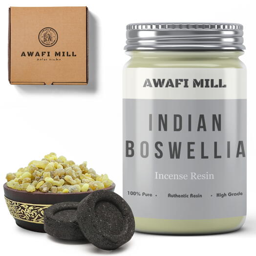 AWAFI MILL Индийская Boswellia serrata | Угольная таблетка - Бутылка 100 грамм с 20 угольными таблетками