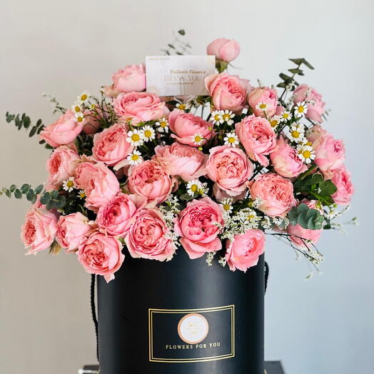 Pink Juliet box flowers