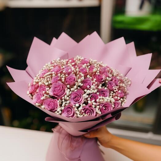 Премиальный букет из фиолетовых роз