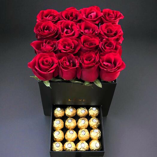 Red Rose And Ferroro Roucher Gift Box