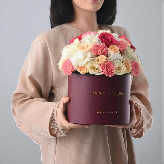 Сад румяных роз - фирменная коробка для дня рождения Zuvees