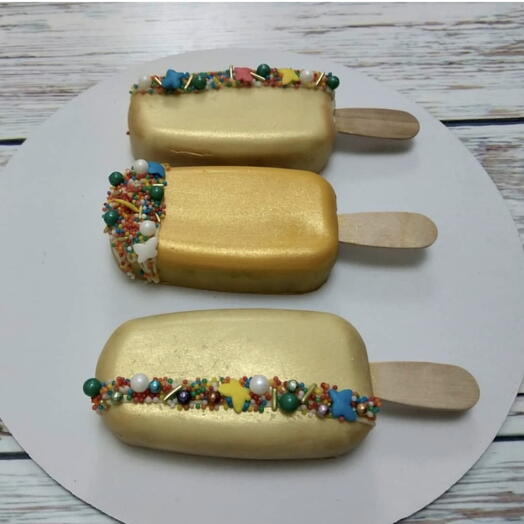 Золотые кейксиклы/ попсиклы набор из 3
