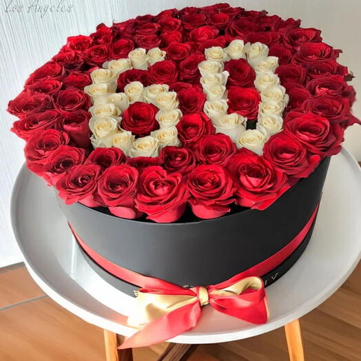 60th Birthday Luxurious Red White Rose Box