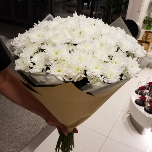 Bouquet de 10 chrysanthèmes blancs