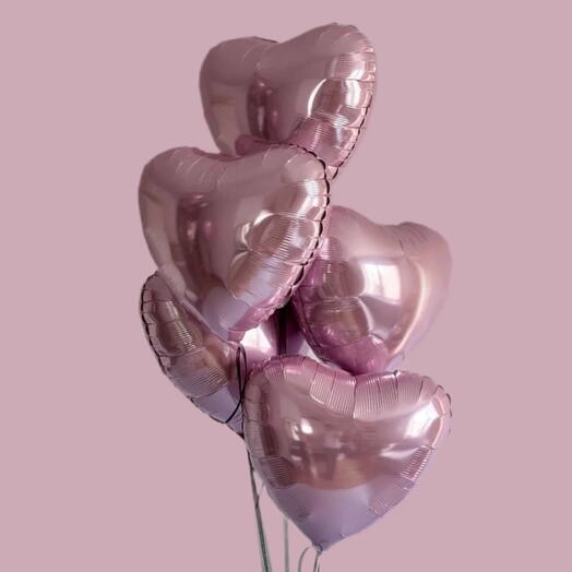 HELIUM BALLOONS LIGHT PINK HEARTS 5 PCS