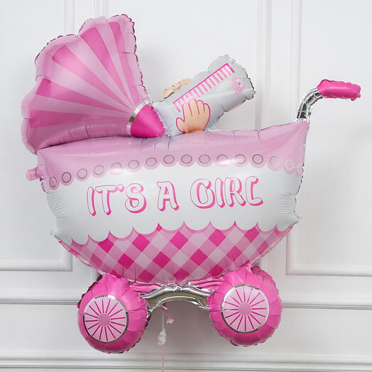 Its a Girl Baby Stroller Foil Balloon with Helium