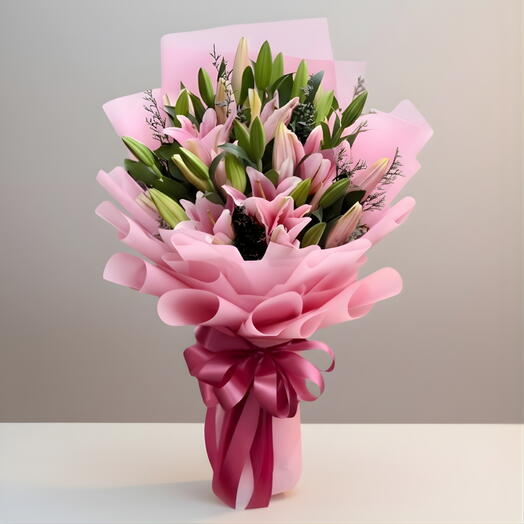5 Pink Lilies Special Bouquet