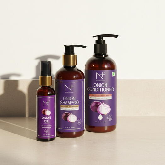 N Plus Professional مجموعة سبا مضادة لتساقط الشعر مع زيت البصل، شامبو وبلسم للتحكم في القشرة