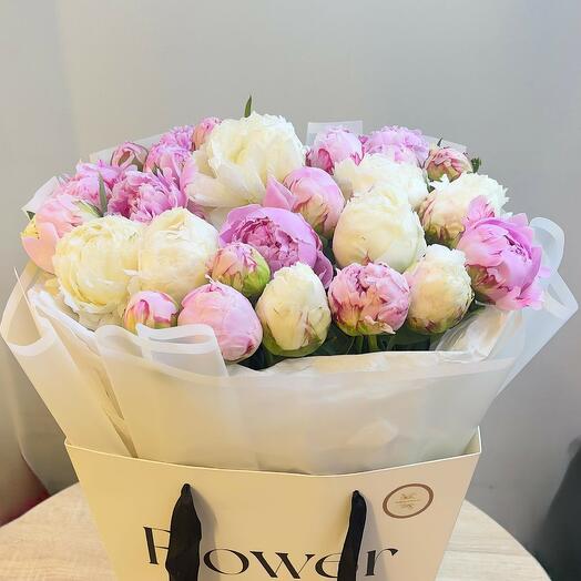 Peony bag bouquet