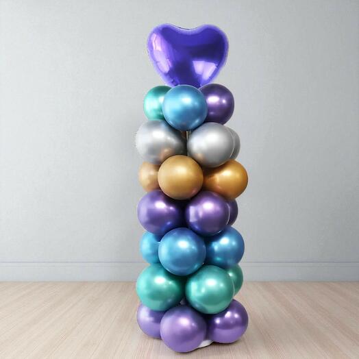 Multicolor Chrome Balloons Pillar