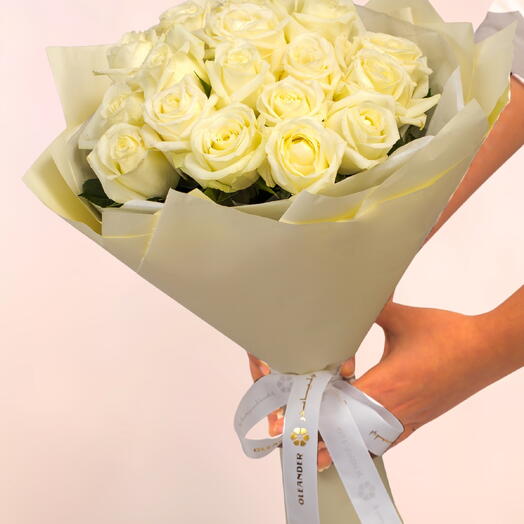Bouquet de 24 roses ivoire de luxe