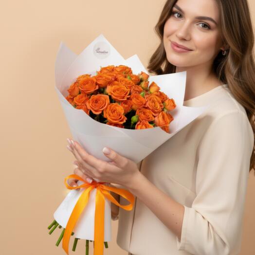 10 Orange Spray Roses Bouquet