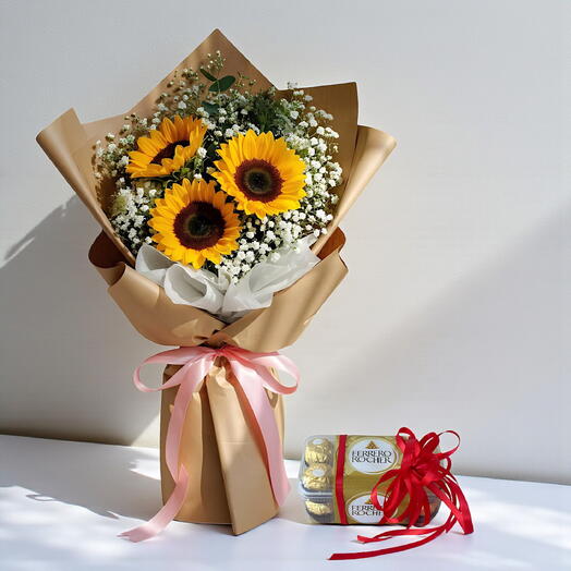 🌻🍫 Golden Delight! Sunflowers   Ferrero Rocher Chocolates = The ULTIMATE Cheerful Surprise! GiftIdeas ChocolateLover