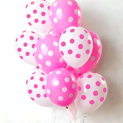 12 Pink Polka Dot Balloons