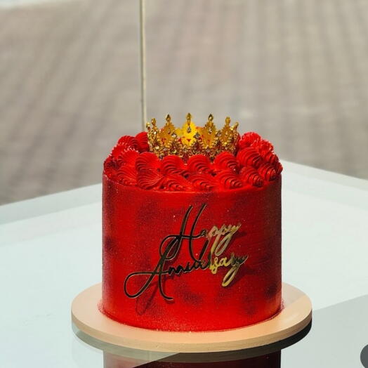 Hot Red Frosting with Crown   Topper