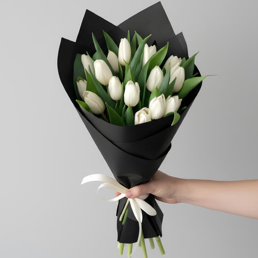 Белый шепот – 15 тюльпанов