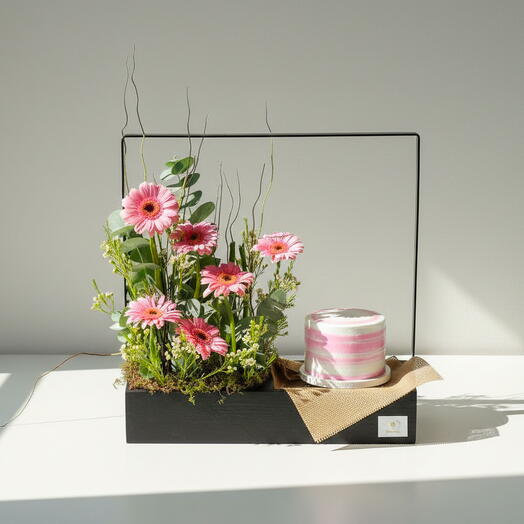 Gerbera Flowers and Cake Stand