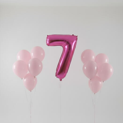 Happy Birthday Pink Number Seven Balloon Set – 40 Inch
